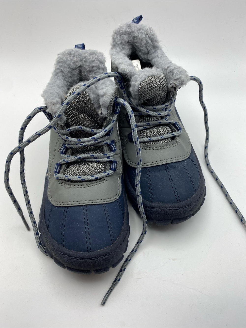 Faded Glory Kids' Winter Lace-Up Boots - Gray & Navy